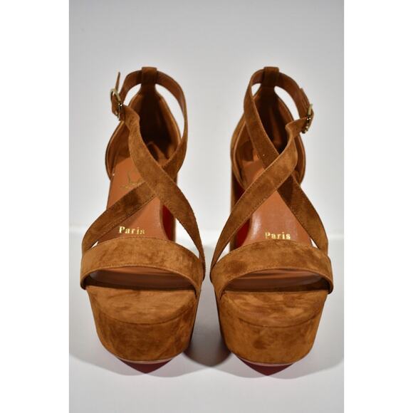 Christian Louboutin Movida Sandal 130 Foxy Brown Suede Platform Heel Pump 40 - Picture 4 of 11